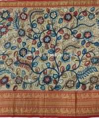KALAMKARI HAND PAINTED FLORAL LEHENGA -KHPFL018 - UNSTITCHED