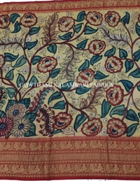 KALAMKARI HAND PAINTED FLORAL LEHENGA -KHPFL019 - UNSTITCHED