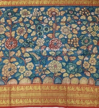 KALAMKARI HAND PAINTED FLORAL LEHENGA -KHPFL020 - UNSTITCHED