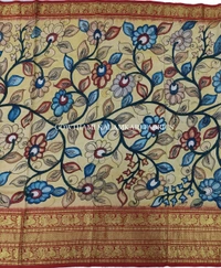 KALAMKARI HAND PAINTED FLORAL LEHENGA -KHPFL022 - UNSTITCHED