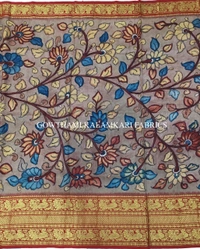 KALAMKARI HAND PAINTED FLORAL LEHENGA -KHPFL023 - UNSTITCHED