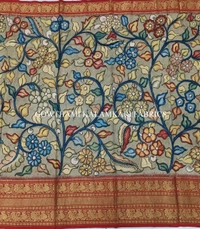KALAMKARI HAND PAINTED FLORAL LEHENGA -KHPFL025 - UNSTITCHED
