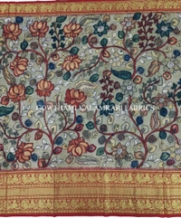 KALAMKARI HAND PAINTED FLORAL LEHENGA -KHPFL026 - UNSTITCHED