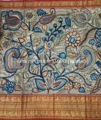 KALAMKARI HAND PAINTED FLORAL LEHENGA -KHPFL027 - UNSTITCHED