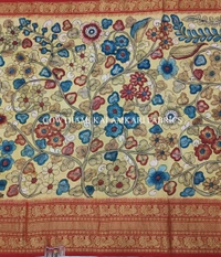 KALAMKARI HAND PAINTED FLORAL LEHENGA -KHPFL029 - UNSTITCHED