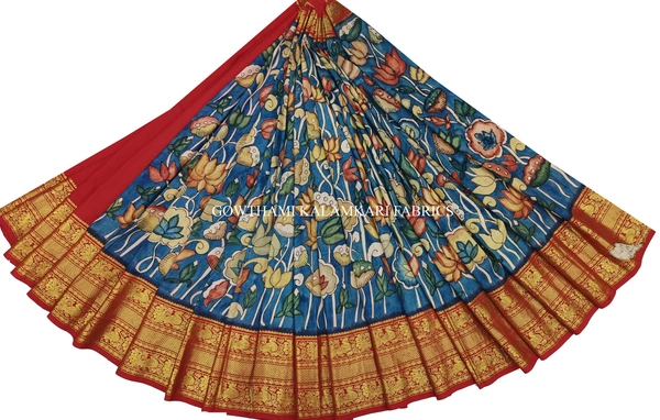 KALAMKARI HAND PAINTED FLORAL LEHENGA -KHPFL030 - UNSTITCHED