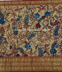 KALAMKARI HAND PAINTED FLORAL LEHENGA -KHPFL032 - UNSTITCHED