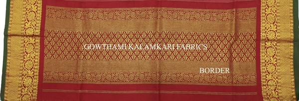 KALAMKARI HAND PAINTED KANCHI BORDER DUPATTA  -KHPKBD001