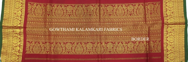 KALAMKARI HAND PAINTED KANCHI BORDER DUPATTA -KHPKBD002