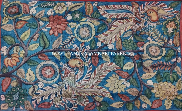 KALAMKARI HAND PAINTED KANCHI BORDER DUPATTA -KHPKBD003