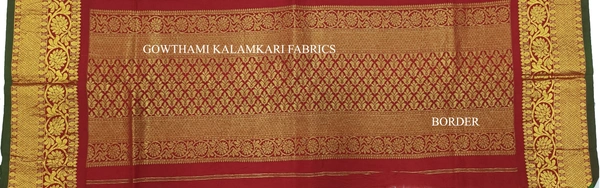 KALAMKARI HAND PAINTED KANCHI BORDER DUPATTA -KHPKBD004