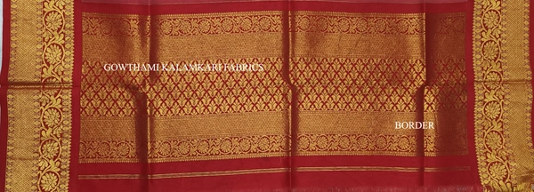 KALAMKARI HAND PAINTED KANCHI BORDER DUPATTA -KHPKBD006
