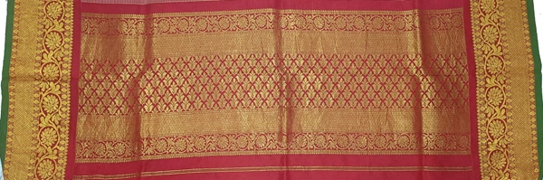 KALAMKARI HAND PAINTED KANCHI BORDER DUPATTA -KHPKBD008