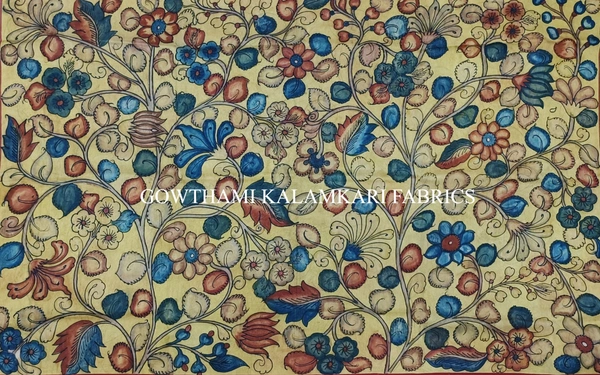 KALAMKARI HAND PAINTED KANCHI BORDER DUPATTA -KHPKBD010