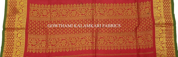 KALAMKARI HAND PAINTED KANCHI BORDER DUPATTA -KHPKBD011