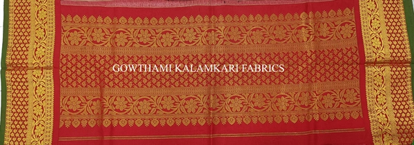 KALAMKARI HAND PAINTED KANCHI BORDER DUPATTA -KHPKBD013