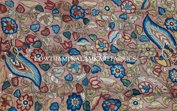 KALAMKARI HAND PAINTED KANCHI BORDER DUPATTA -KHPKBD013