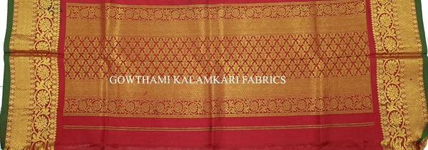 KALAMKARI HAND PAINTED KANCHI BORDER DUPATTA -KHPKBD014