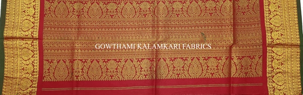 KALAMKARI HAND PAINTED KANCHI BORDER DUPATTA -KHPKBD015