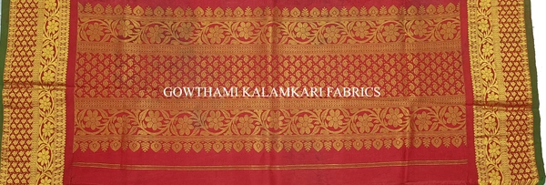 KALAMKARI HAND PAINTED KANCHI BORDER DUPATTA -KHPKBD016