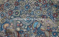 KALAMKARI HAND PAINTED KANCHI BORDER DUPATTA -KHPKBD016