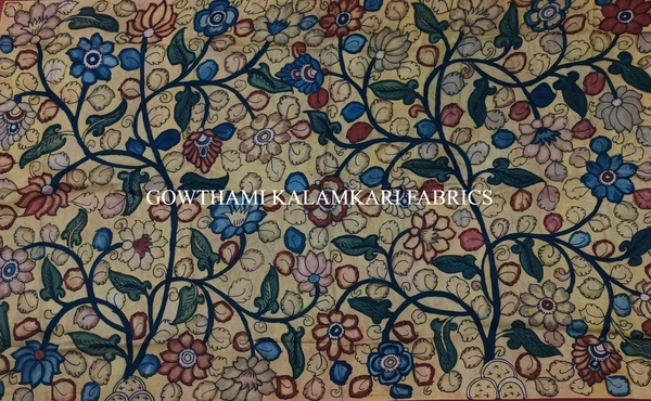 KALAMKARI HAND PAINTED KANCHI BORDER DUPATTA -KHPKBD017