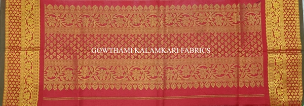 KALAMKARI HAND PAINTED KANCHI BORDER DUPATTA -KHPKBD018