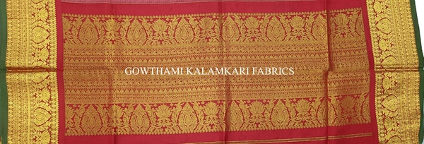KALAMKARI HAND PAINTED KANCHI BORDER DUPATTA -KHPKBD020