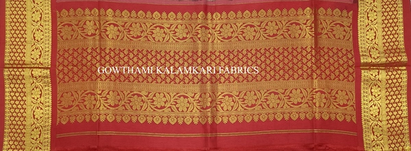 KALAMKARI HAND PAINTED KANCHI BORDER DUPATTA -KHPKBD021