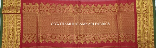 KALAMKARI HAND PAINTED KANCHI BORDER DUPATTA -KHPKBD022