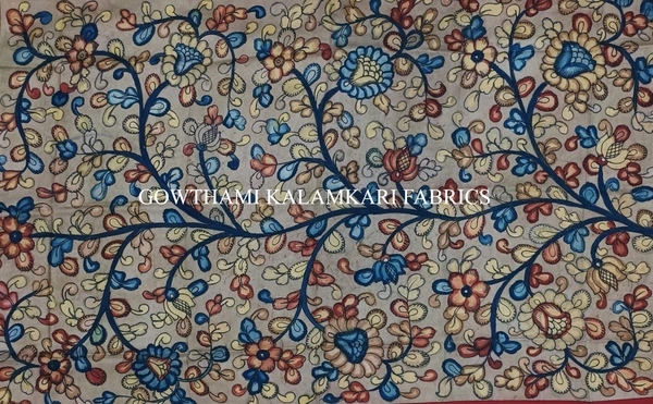 KALAMKARI HAND PAINTED KANCHI BORDER DUPATTA -KHPKBD022