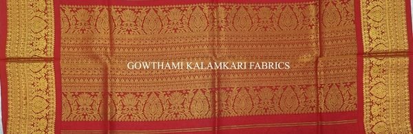 KALAMKARI HAND PAINTED KANCHI BORDER DUPATTA -KHPKBD023