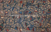 KALAMKARI HAND PAINTED KANCHI BORDER DUPATTA -KHPKBD023