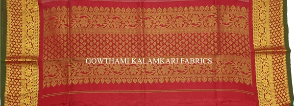 KALAMKARI HAND PAINTED KANCHI BORDER DUPATTA -KHPKBD024