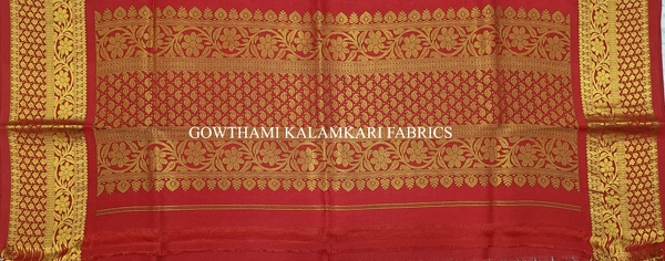 KALAMKARI HAND PAINTED KANCHI BORDER DUPATTA -KHPKBD025