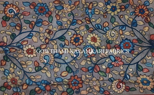 KALAMKARI HAND PAINTED KANCHI BORDER DUPATTA -KHPKBD025