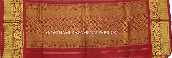 KALAMKARI HAND PAINTED KANCHI BORDER DUPATTA -KHPKBD026