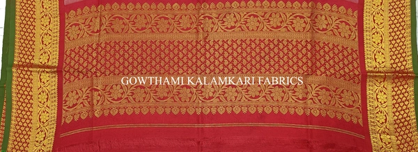 KALAMKARI HAND PAINTED KANCHI BORDER DUPATTA -KHPKBD031