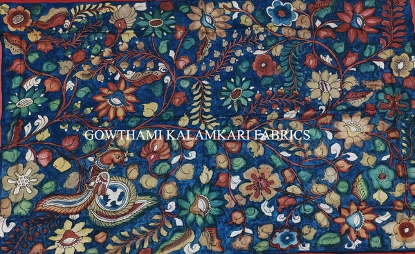 KALAMKARI HAND PAINTED KANCHI BORDER DUPATTA -KHPKBD031