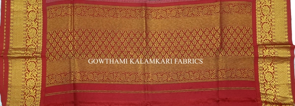 KALAMKARI HAND PAINTED KANCHI BORDER DUPATTA -KHPKBD032