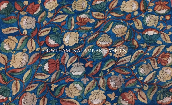 KALAMKARI HAND PAINTED KANCHI BORDER DUPATTA -KHPKBD032