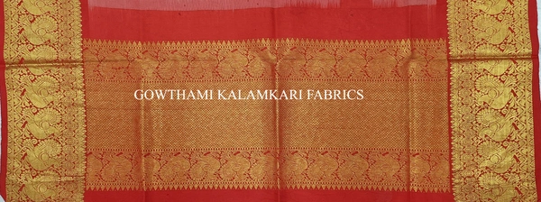 KALAMKARI HAND PAINTED KANCHI BORDER DUPATTA -KHPKBD036