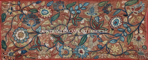 KALAMKARI HAND PAINTED KANCHI BORDER DUPATTA -KHPKBD036