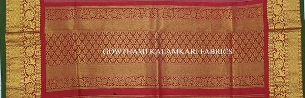 KALAMKARI HAND PAINTED KANCHI BORDER DUPATTA -KHPKBD037
