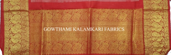 KALAMKARI HAND PAINTED KANCHI BORDER DUPATTA -KHPKBD039