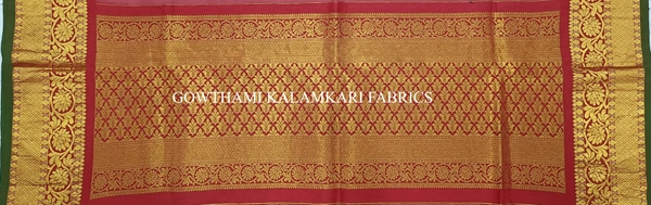 KALAMKARI HAND PAINTED KANCHI BORDER DUPATTA -KHPKBD040