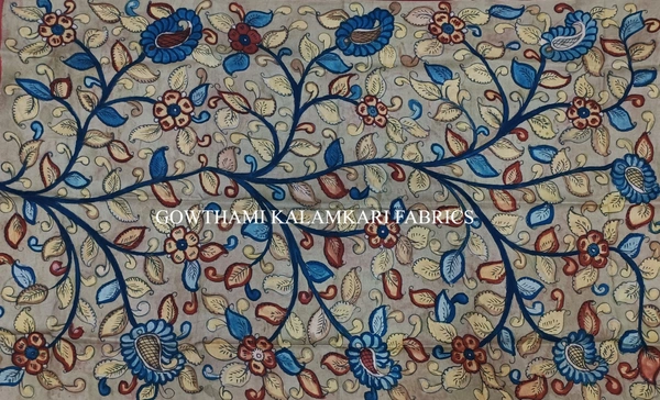 KALAMKARI HAND PAINTED KANCHI BORDER DUPATTA -KHPKBD040