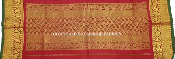 KALAMKARI HAND PAINTED KANCHI BORDER DUPATTA -KHPKBD041 