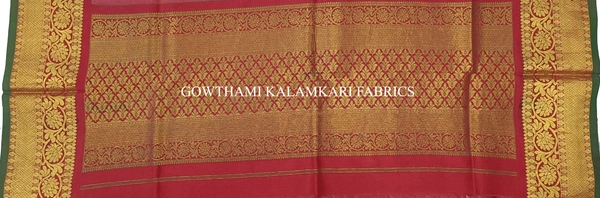 KALAMKARI HAND PAINTED KANCHI BORDER DUPATTA -KHPKBD042