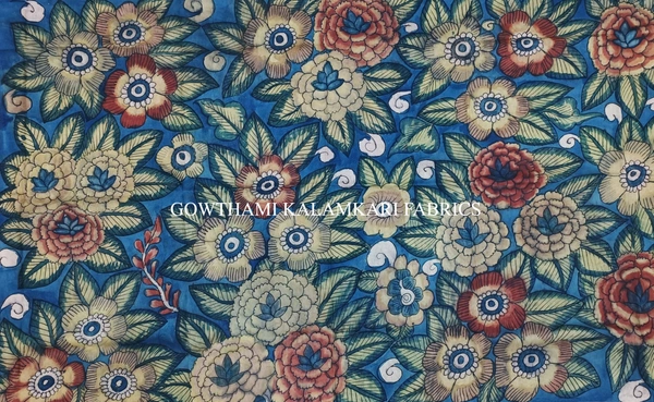 KALAMKARI HAND PAINTED KANCHI BORDER DUPATTA -KHPKBD043
